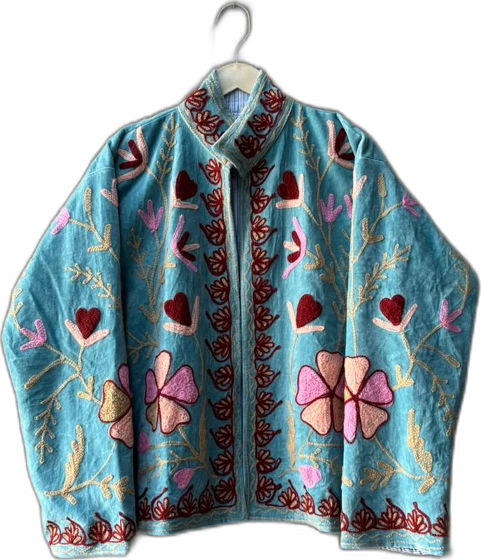 The Sweetheart — Sky Blue velvet jacket
